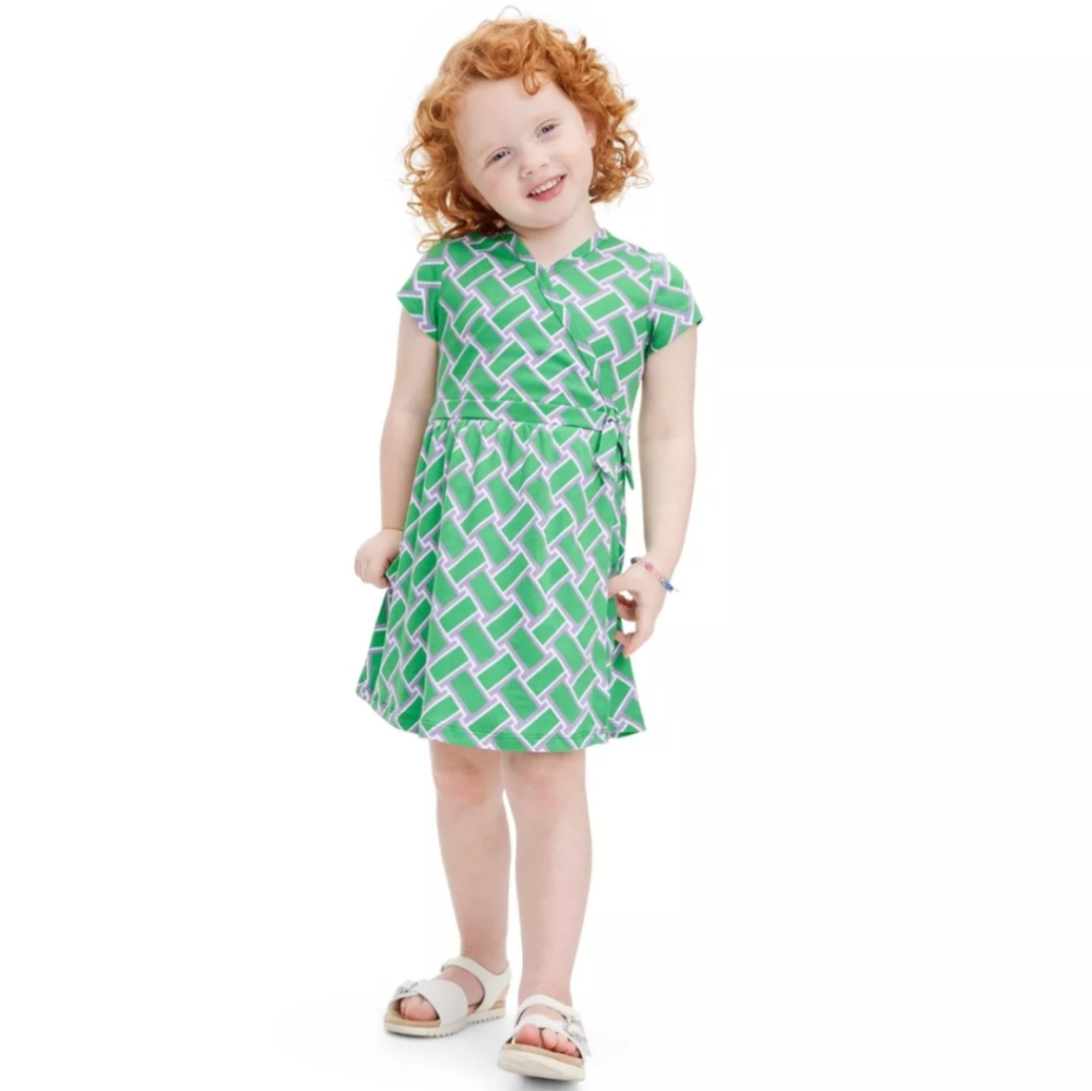 NWT Diane Von Furstenberg x Target Green Faux Wrap Dress Girls Size Large 10/12